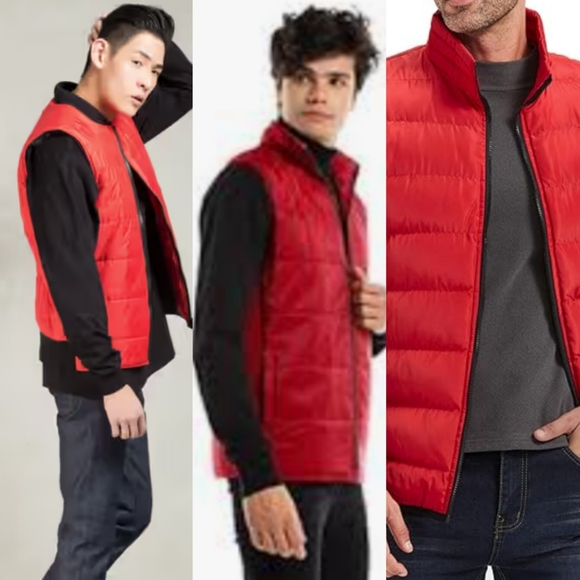 Alpine Men's Lightweight Down Puffer Vest Red and Black HOST PICK - Picture 3 of 10